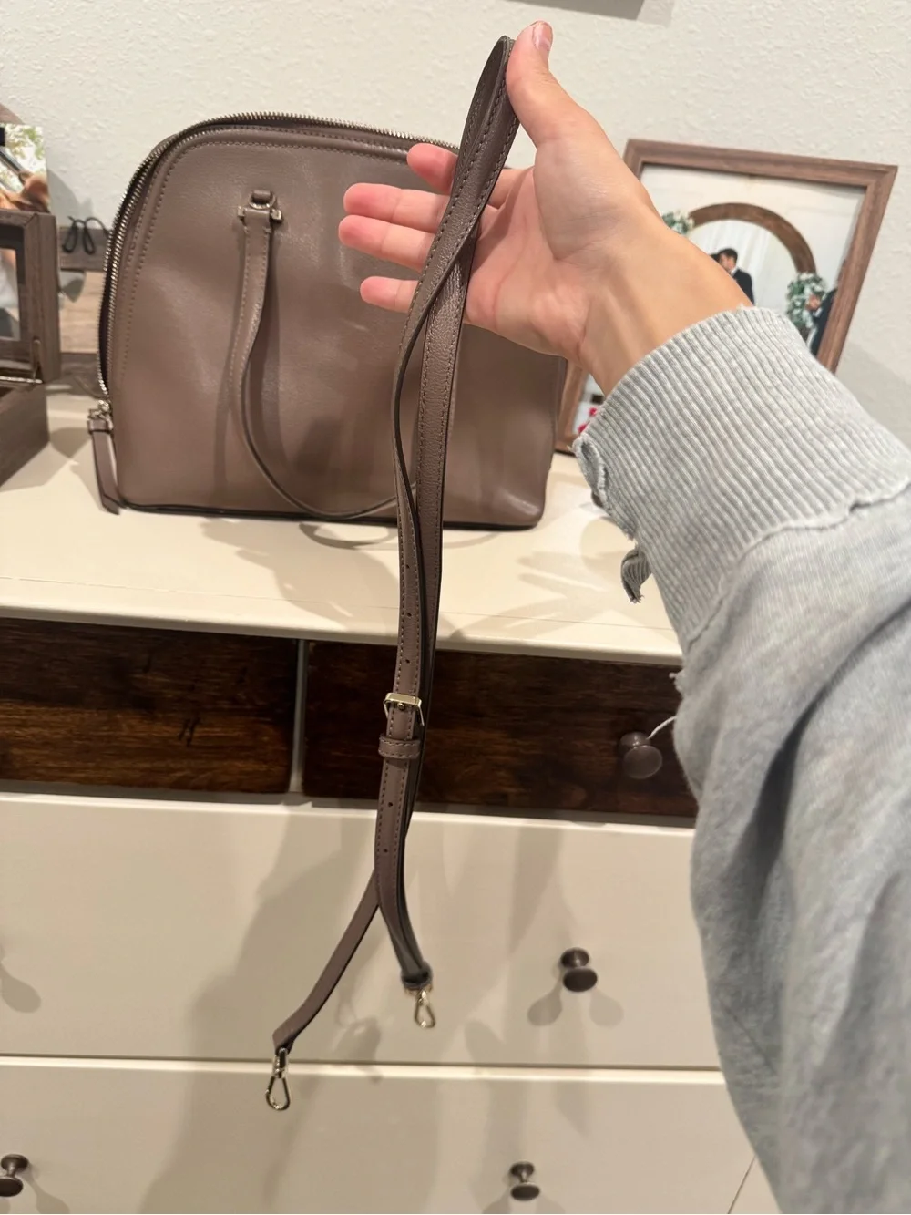 Kate Spade Pebbled Leather Dome Purse with Wallet - Mauve Taupe
